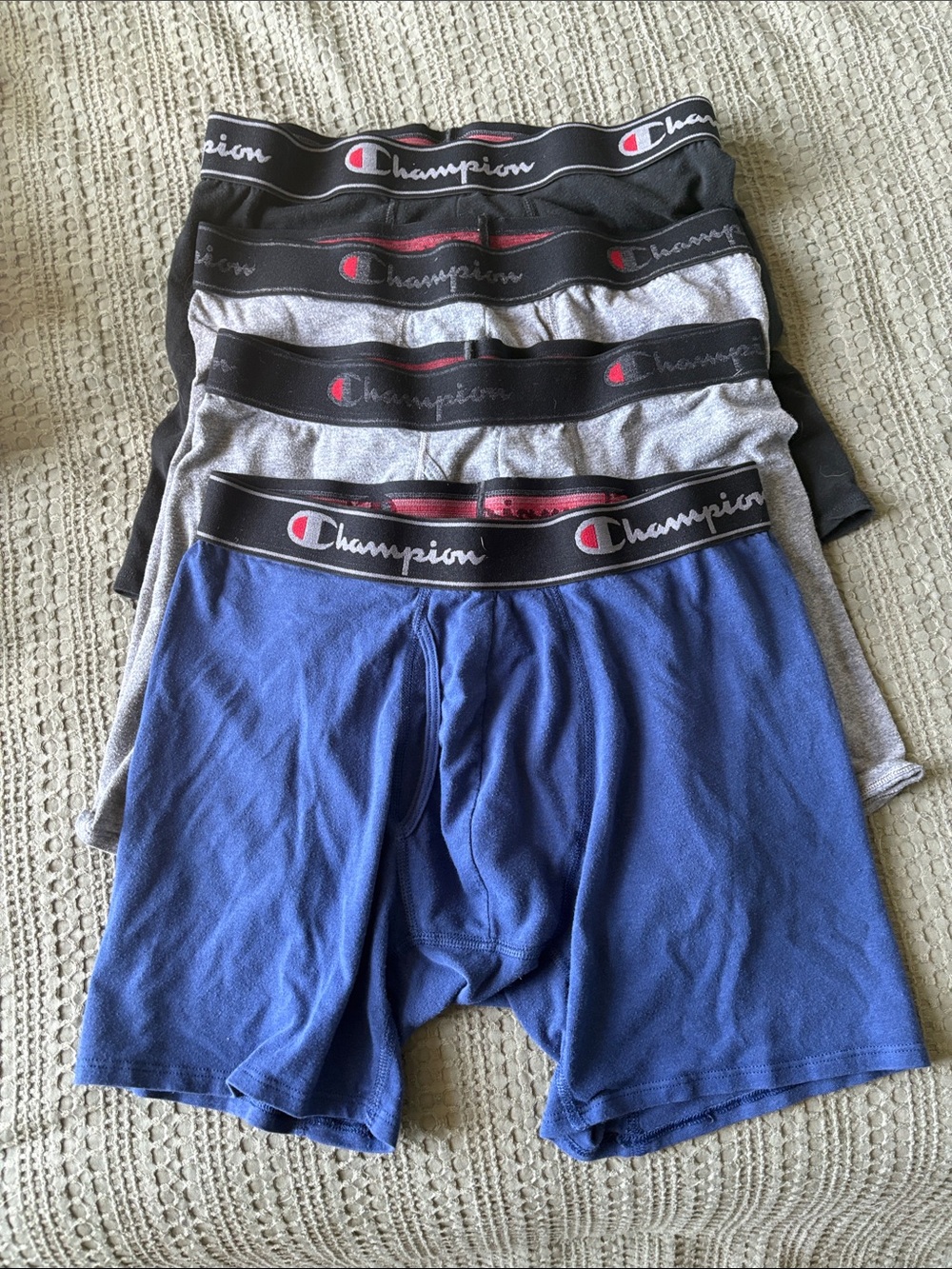Champion Men's Cotton Blend Boxer Briefs - Blue & Gray 4-Pack